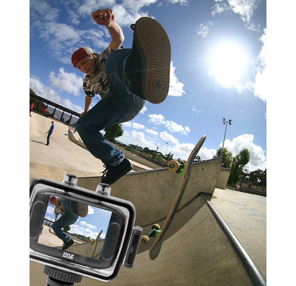 Pyle PSCHD30WT Mini High-Definition Sports Action Wide-Angle HD Camera & Camcorder, 720p, SD Card Slot, Touchscreen... N6
