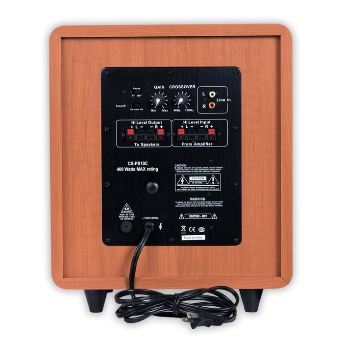 Acoustic Audio CS-PS10-C Front Firing Subwoofer (Cherry) N2