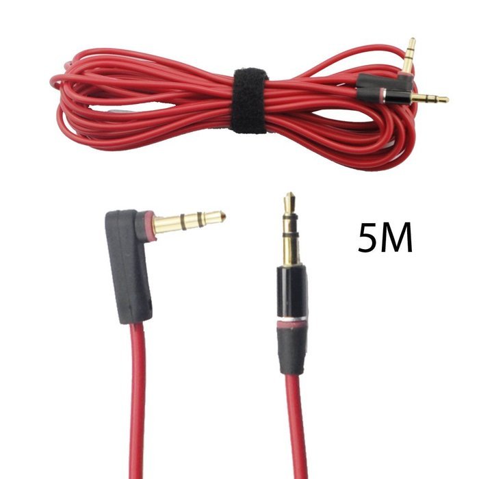 Seardream 16FT 5M 3.5mm Right Angle Male To Male 800 AUX Audio Cable Cord for Beats Dr. Dre Studio Red Color N2