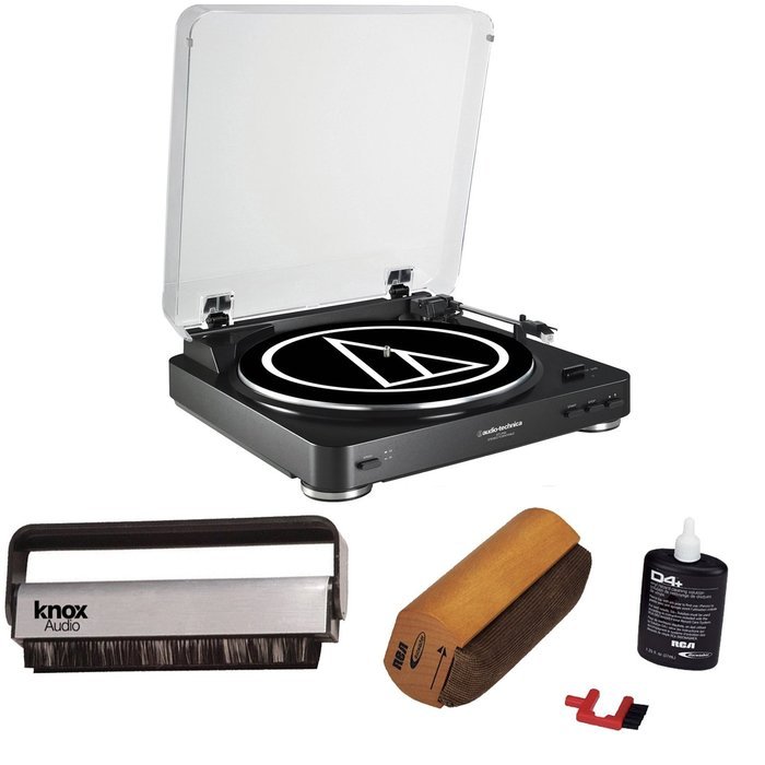 Audio Technica AT-LP60BK-BT Bluetooth Automatic Turntable (Black), Knox Carbon Fiber Vinyl Brush & AT6012 Cleaning... N2