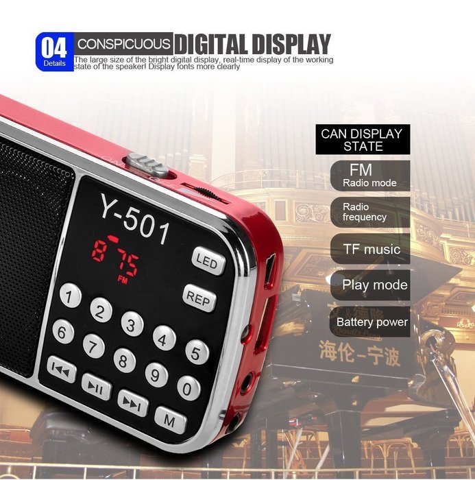 Timorn FM Radio Portable TF Card USB Suitable for Mobile phone/MP3/MP4/MP5/PC/Computer With LED display screen... N9
