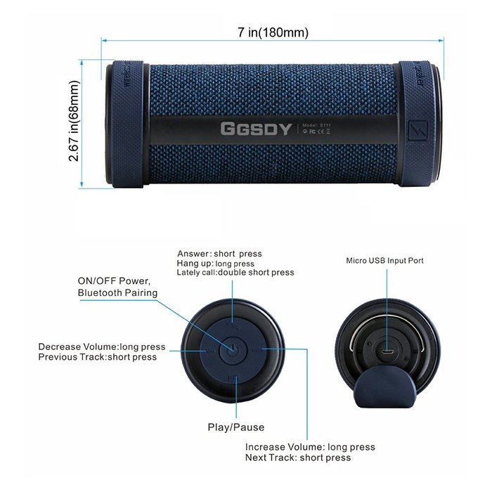 Hapyia Portable Wireless Bluetooth Speaker with Power Bank, 360-Degree 3D Stereo Surround Sound, Waterproof Shockproof... N14