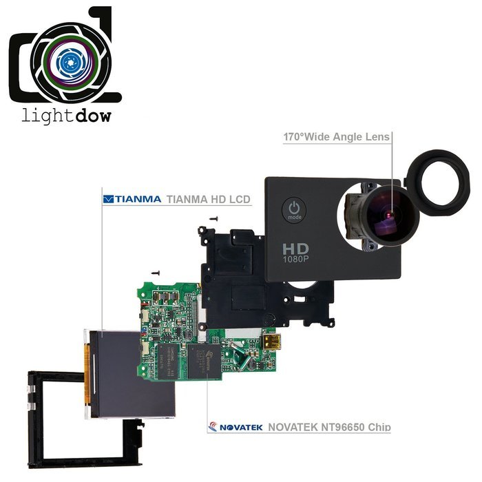 Lightdow LD4000 1080P HD Sports Action Camera Bundle with DSP:NT96650 Chip, 1.5-Inch LPS-TFT LCD, 170&deg; Wide Angle... N12