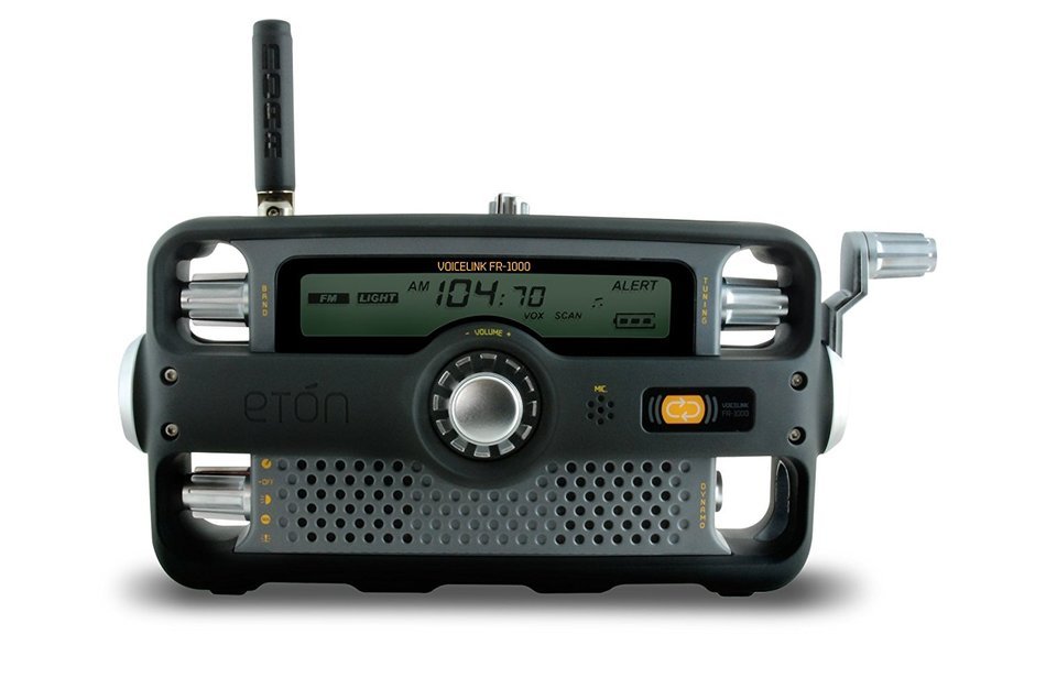 Etn FR1000 Voicelink Self-Powered Hand-Crank AM/FM/NOAA Weather Two-Way GMRS Clock Radio with Flashlight, Siren... N3