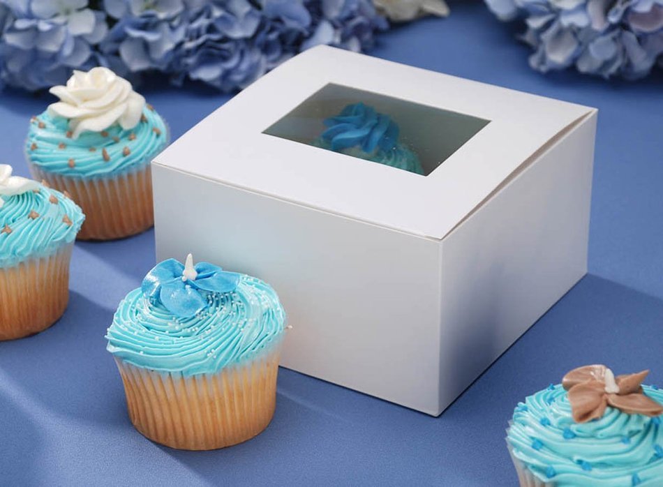 Darice 1404-282, Pastry Box with Window, 4-Piece package 6-Inch-by-6-Inch-by-3-1/2-Inch