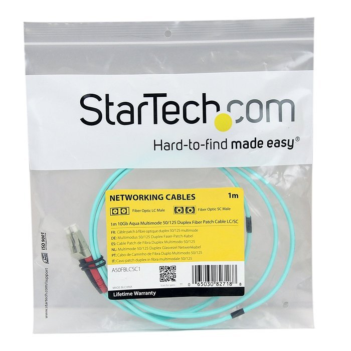 StarTech.com 2m Fiber Optic Cable - 10 Gb Aqua - Multimode Duplex 50/125 - LSZH - LC/SC - OM3 - LC to SC Fiber... N4
