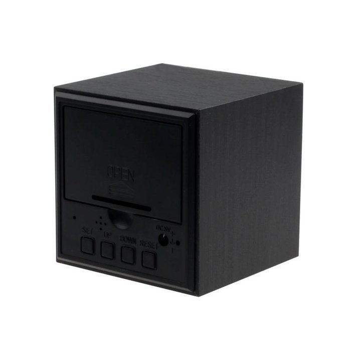 DZT1968&reg; Digital LED Black Square Wooden Alarm Clock Voice Control N5