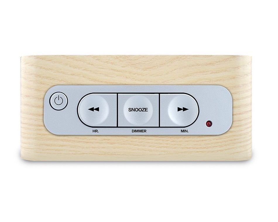 NSK Wood Grain Clock Radio Stereo Audio Speaker Dual Alarm Sleep Memory Function N7