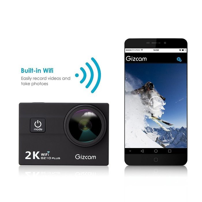 Action Camera Gizcam GZ10 Plus Sports Camera Wifi Waterproof 2K 2.0 Inch 1080P FHD 12MP 173 Degree Wide Angle... N7