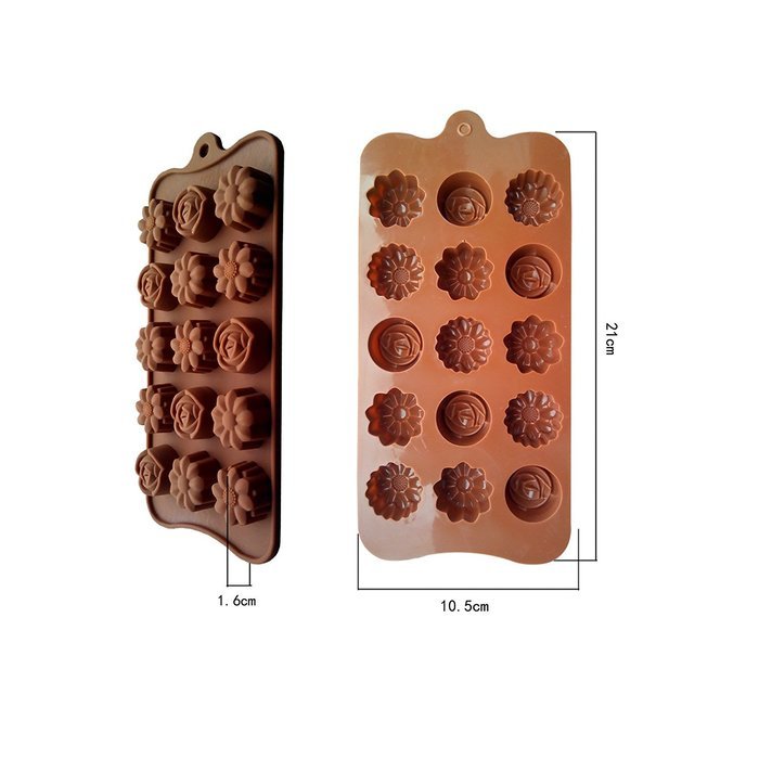 Always Your Chef 15-Cavity MINI Silicone Candy Molds & Chocolates Molds,Rose Flowers Shaped, Random Color