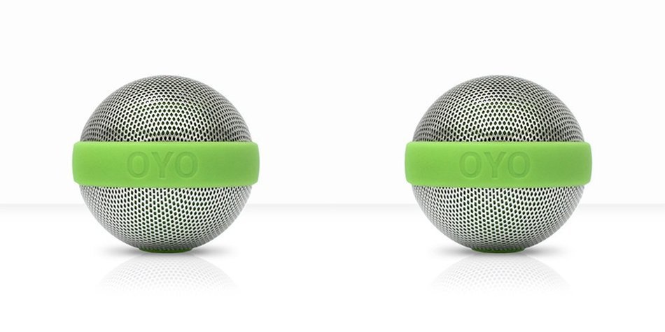 A Pair of OYO Ballo Portable Stereo Speakers, Build-in Rechargeable Battery, Neon Green