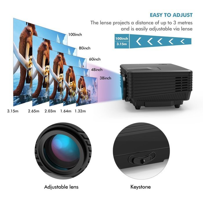OEM H1 LED LCD (WVGA) Mini Video Projector - US Version (Includes Warranty) - Black (FP8048H1) N2