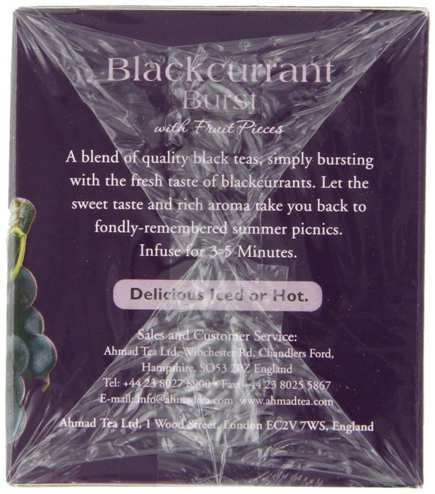 Ahmad Tea Blackcurrant Burst Black Tea, 20-Count Boxes (Pack of 6)