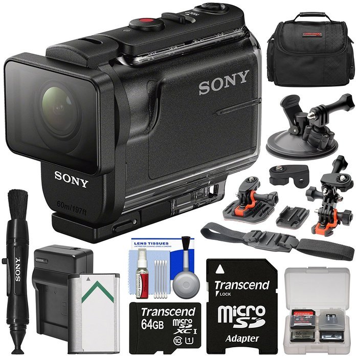 Sony Action Cam HDR-AS50R Wi-Fi HD Video Camera Camcorder & Live View Remote + 64GB Card + Battery/Charger + Cases... N2