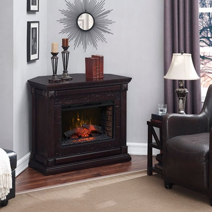 Lateres Classic Dark Mahogany Electric Fireplace Mantel