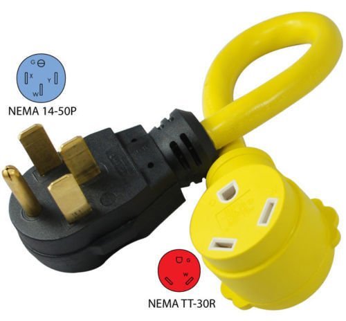 OMWAH 50A Male to 30A Female RV Power Pigtail Adapter Connector
