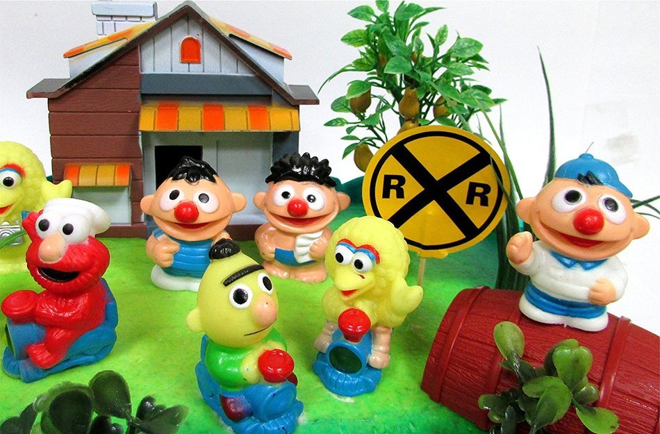 Sesame Street 16 Piece Birthday Cake Topper - Featuring Elmo, Bert, Ernie, Cookie Monster, Big Bird and Themed... N2