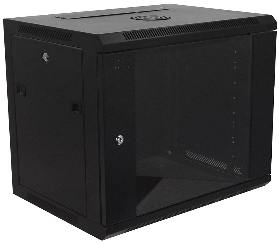 9U Wallmount Cabinet Enclosure 19-Inch Network Rack Locking Glass Door 18'' Deep N2