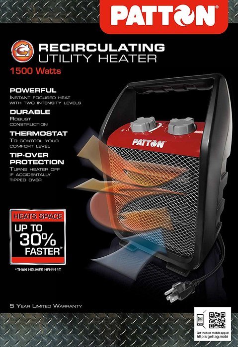 Patton PUH4842M-RM Portable Recirculating Utility Heater, Medium, Red/Black N3