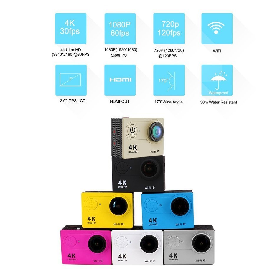 VIGICA H9 Waterproof Sports DV Action Camera Wifi 4K Ultra HD Cam 2.0&rdquo; LCD 170 Degree Wide Lens Support IOS,Android... N4