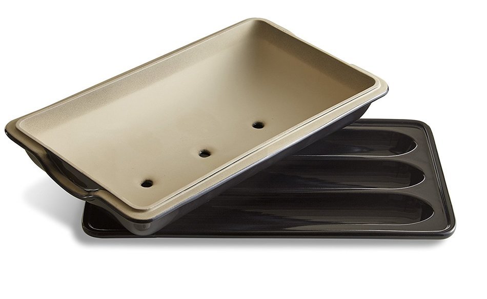 Emile Henry Ceramic Baguette Baker Charcoal, Mure & Peyrot Longuet Lame, Couche Proofing Cloth 23.5 x 35.5, Bundle N2