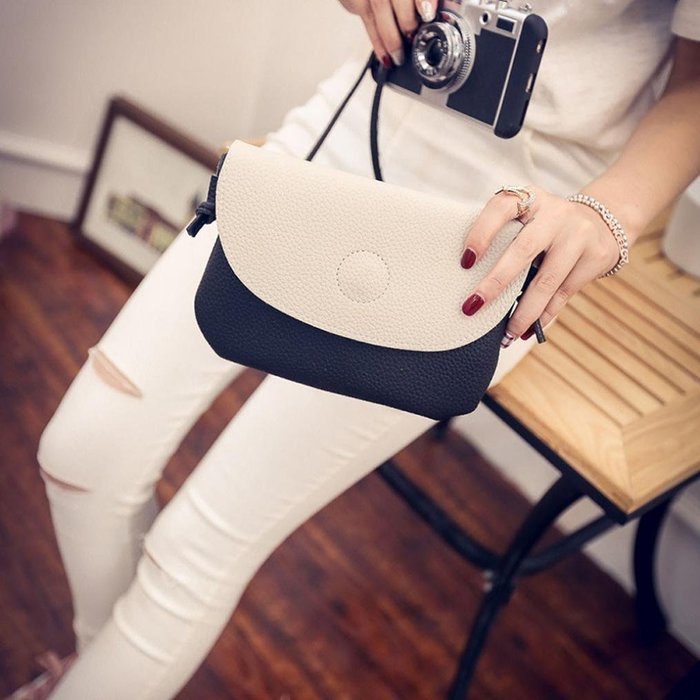Women Bags Creazy Clamshell Fashion Embossed Purse Shoulder Diagonal Package (Black) N10