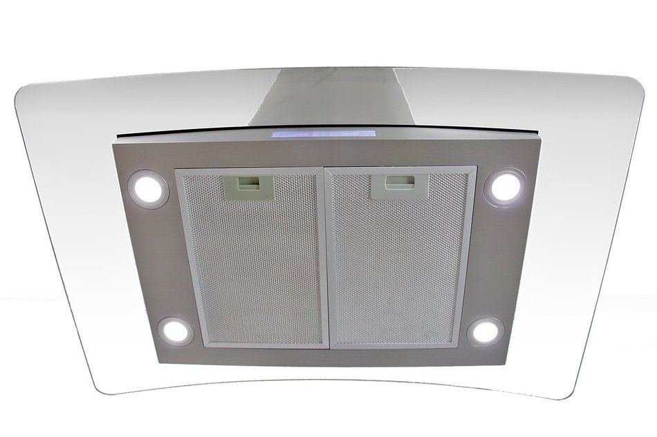 FIREBIRD 30" Stainless Steel Tempered Glass LED Display Touch Control Panel Island Mount Kitchen Vent Cooking... N2