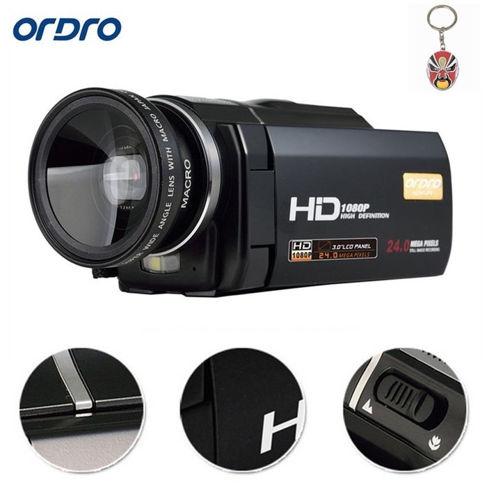 Boblov ORDRO HDV Full HD Digital Video Camera Recorder LCD Touch Screen 1080P 3.0-in Rotatable Camcorder DV DVR... N32