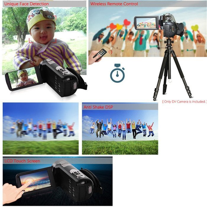 Boblov ORDRO HDV Full HD Digital Video Camera Recorder LCD Touch Screen 1080P 3.0-in Rotatable Camcorder DV DVR... N36