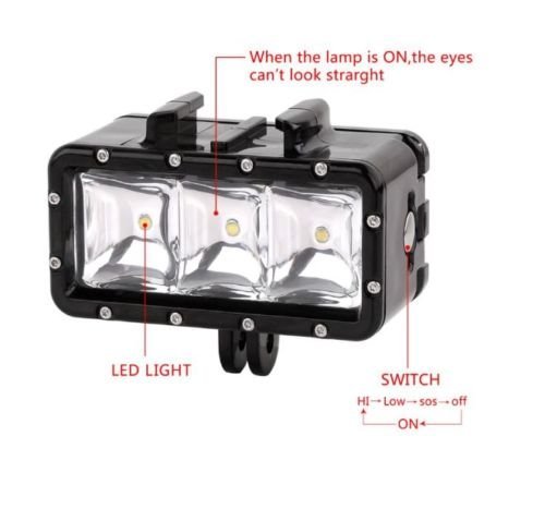 30m LED Waterproof Video Fill Light Diving Lights Set for Gopro Hero4/3+/3/2 N2