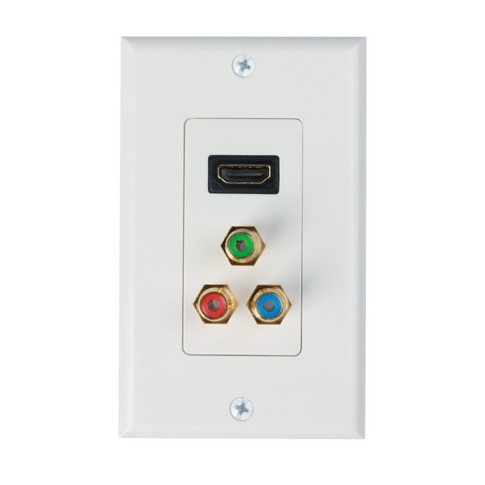 TNP HDMI + 3RCA Wall Plate - 4k Ultra HD UHD 1080P Full HD Compatible & Gold Plated RCA Component Composite Video... N2