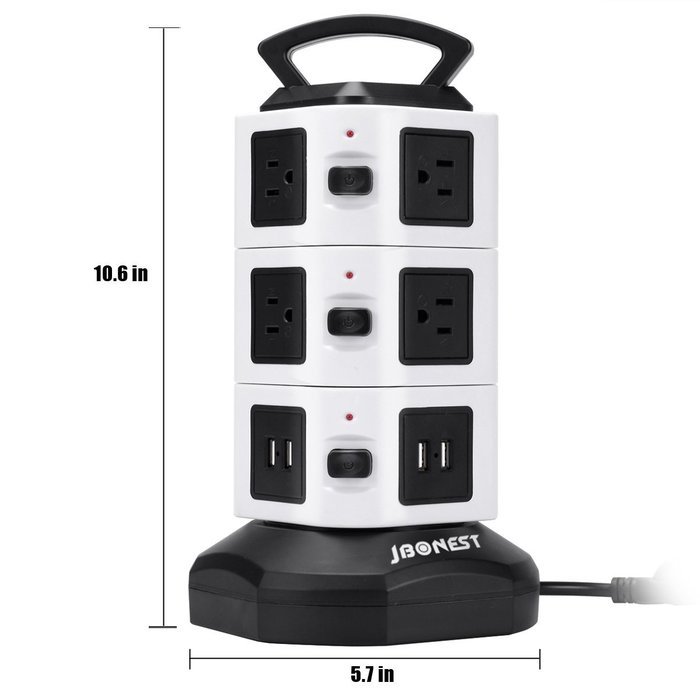 Jbonest Smart 10 Outlet Surge Protector Power Strip with 4 Port USB Charging Ports Desktop USB Charging Station... N3