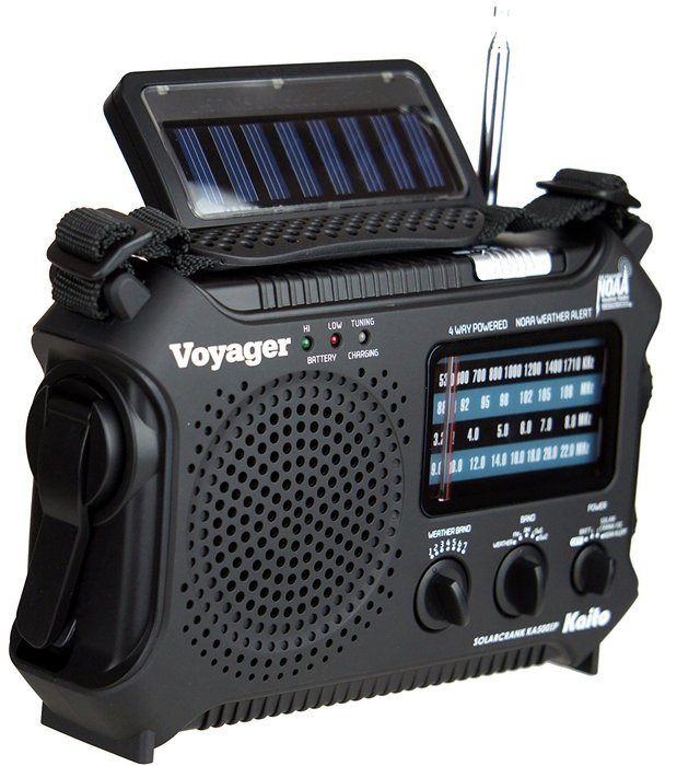 Kaito KA500IP-BLK Voyager Solar/Dynamo AM/FM/SW NOAA Weather Radio with Alert and Cell Phone Charger, Black N2