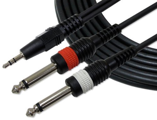 GLS Audio 6ft Y-Cable Splitter Cord - 1/8" TRS Stereo to 1/4" TS Mono - 6' Cables 3.5mm (Mini) to 6mm Cord for... N2