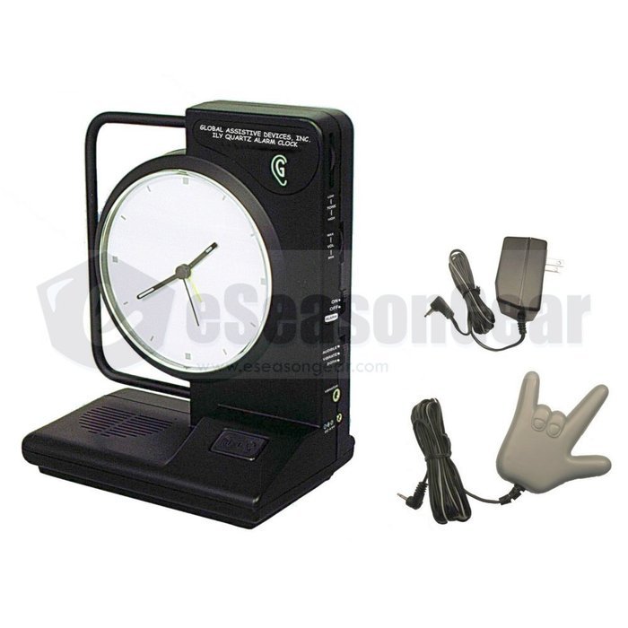 ILY-450 + LY45, I LOVE YOU Alarm Clock (Battery operated) + Bed Vibrating Shaker 120V, Sonic/Alert/Boom/Bomb N3