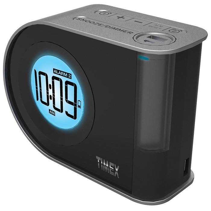 Timex T402BC Dual Charging INDIGLO Dual Alarm Clock with USB Charging Plus Removable Rechargeable Battery Pack N2