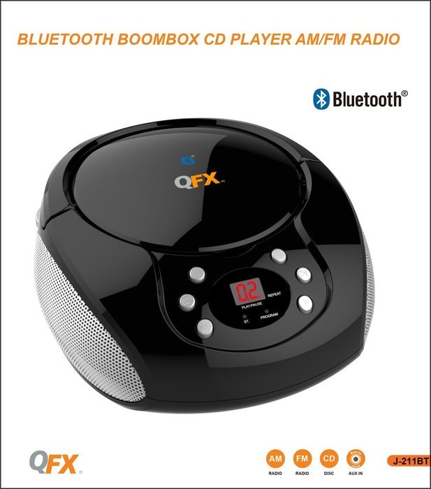 QFX J-211BT Bluetooth Boombox CD Player and FM Radio N3