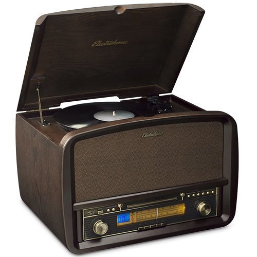 Electrohome Signature Vinyl Record Player Classic Turntable Natural Wood Hi-Fi Stereo System with AM/FM, CD, USB... N5