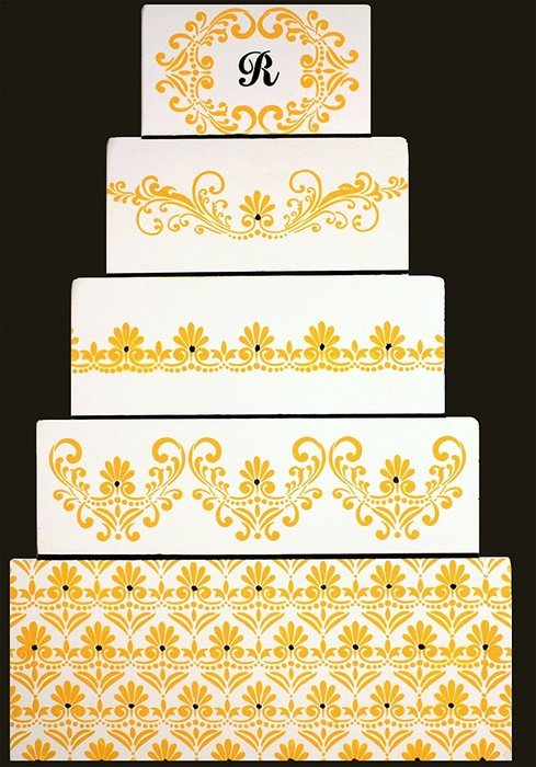 Designer Stencils C491 Fleur De Lis Cake Stencil Side 3, Beige/semi-transparent
