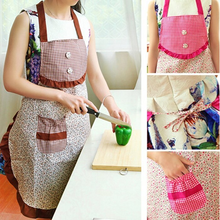 Spritech(TM) Lovely Long Sleeves Antifouling Cartoon Chef Apron for Home Restaurant and Hotel N5