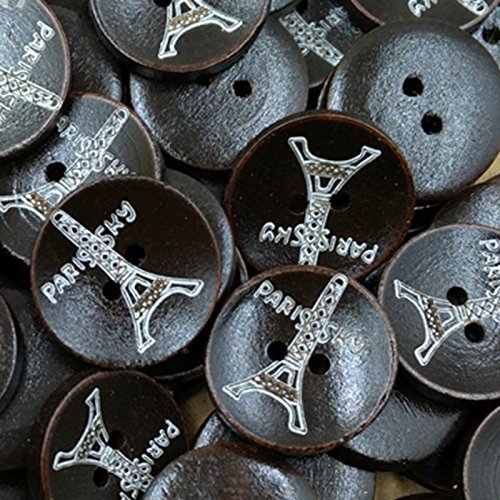 MuLuo 50pcs/Pack Laser Engraving Wood Buttons Fashion Buttons Tower Ladies Suits Handmade DIY Accessories tower N4
