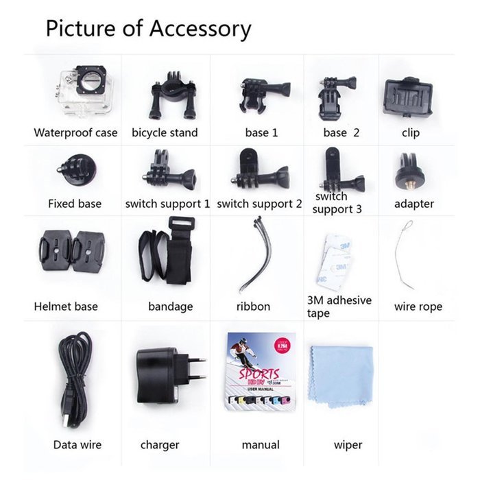 VIGICA H9 Waterproof Sports DV Action Camera Wifi 4K Ultra HD Cam 2.0&rdquo; LCD 170 Degree Wide Lens Support IOS,Android... N6