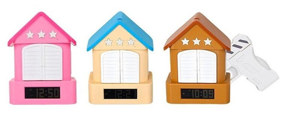 Fashion Creative Gift Silent House Cuckoo Gun-shot Desk Funny Talking Alarm Clocks