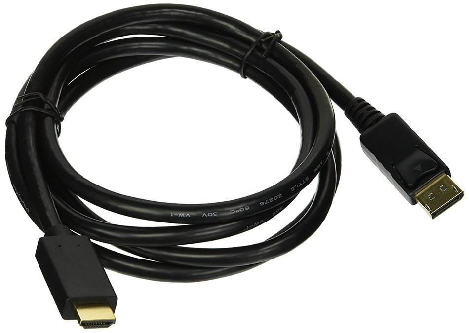 GearIT Gold Plated DisplayPort to HDMI HDTV Cable 6 Feet (DP to HDMI) 1920x1200 / 1080P Full-HD 28 AWG, Black N5