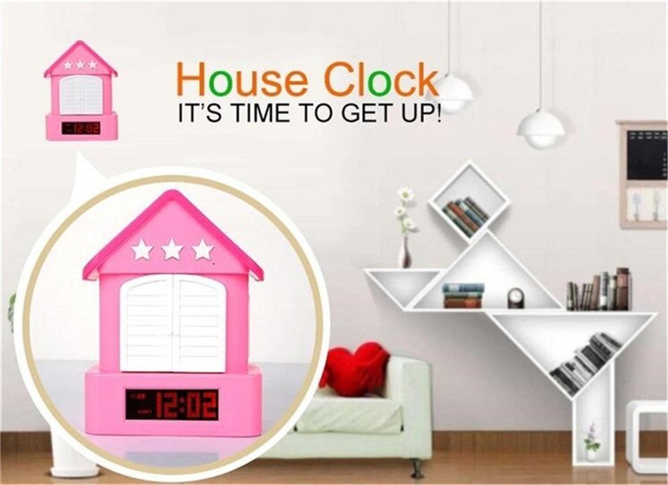 Fashion Creative Gift Silent House Cuckoo Gun-shot Desk Funny Talking Alarm Clocks N2
