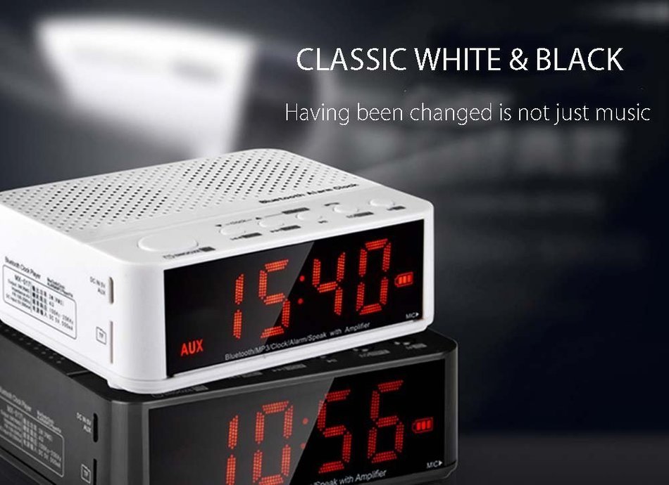 MX - 017 Bluetooth Portable Desktop Alarm Clock V2.1 Stereo Speaker Support FM Radio Handsfree AUX In TF ...... N7