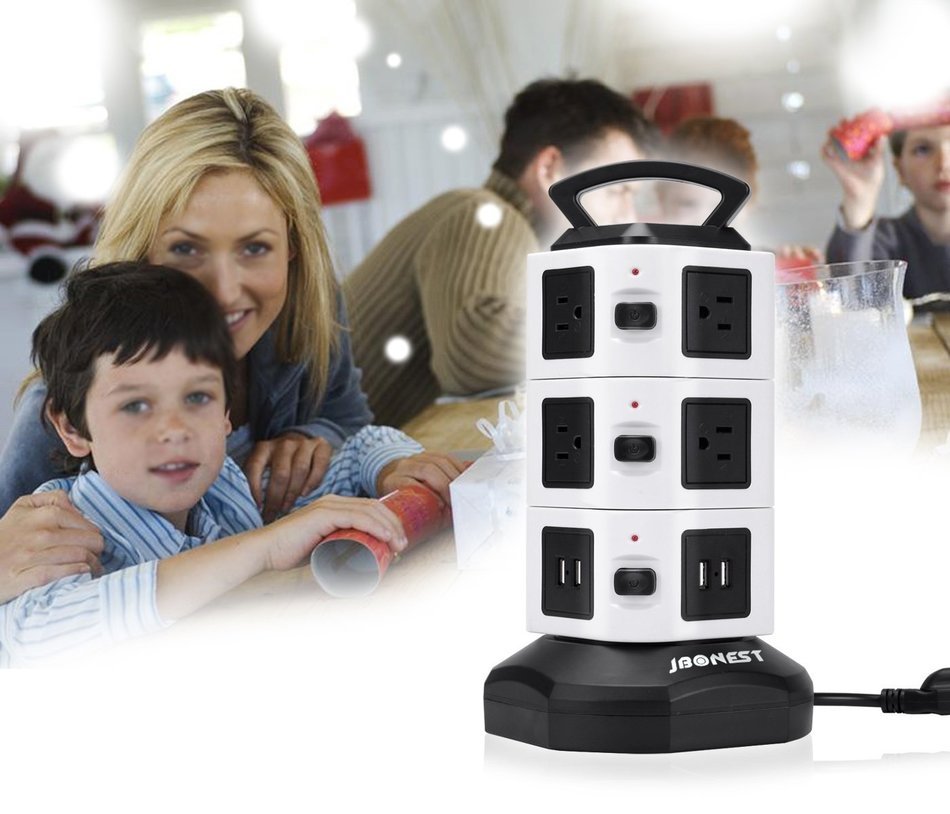 Jbonest Smart 10 Outlet Surge Protector Power Strip with 4 Port USB Charging Ports Desktop USB Charging Station... N7