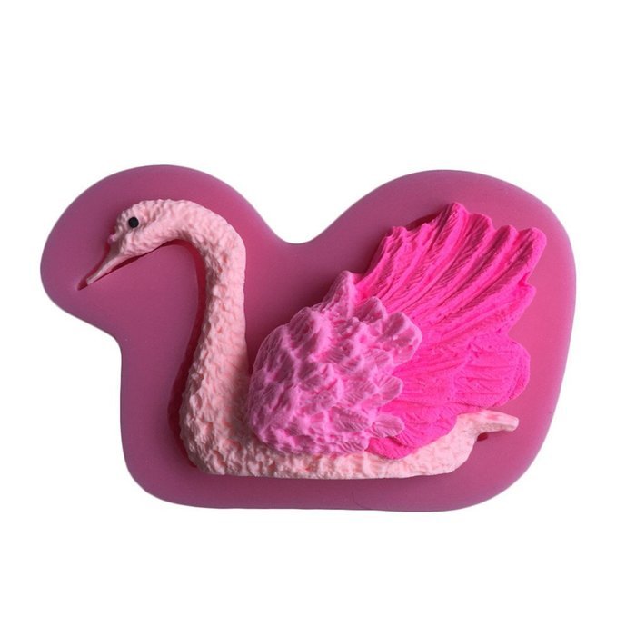 FLY 2PCS/Set Swan shape Silicone Fondant Mold For Cake Decorating,Pink