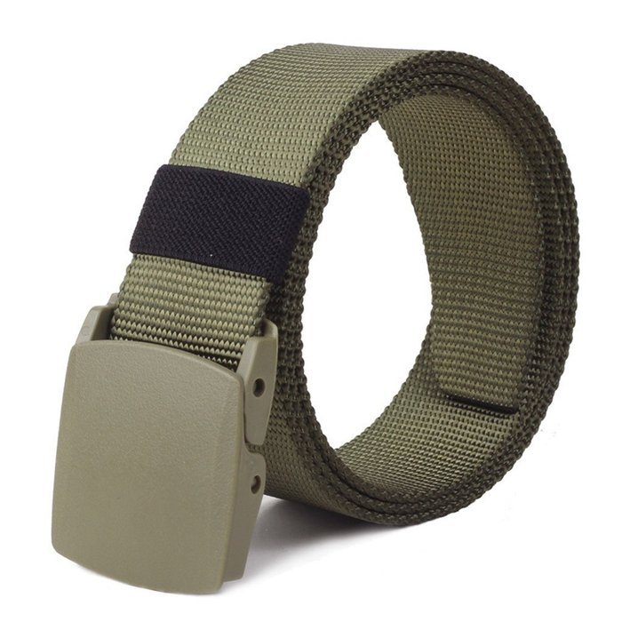 Kinsun Military Plastic Buckle Nylon Canvas Adjustable Strong Waist Web Belt (Black)