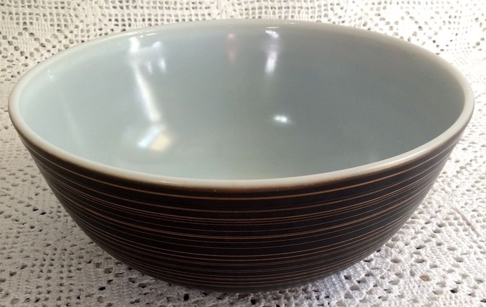 RARE Vintage Pyrex Glass Terra Yellow & Black/Brown 404 Mixing Bowl